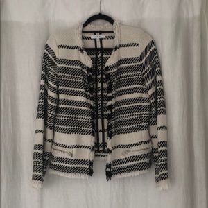 Iro black and white striped blazer